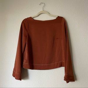 Sateen Bell Sleeve Blouse